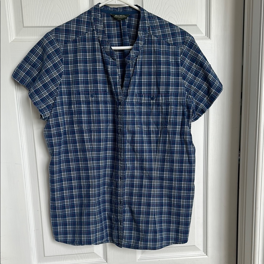 Eddie Bauer Blue Plaid Casual Shirt